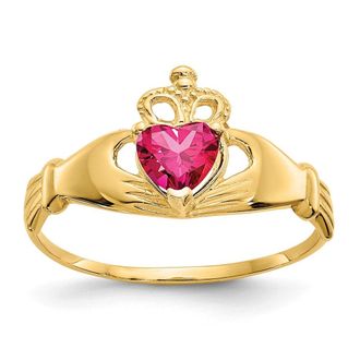 Diamond2Deal 14k Yellow Gold Cubic Zirconia Claddagh Heart Ring