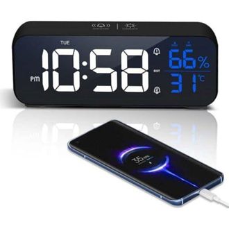 OEM Reloj Despertador Digital Crezuo Con Espejo Led, Funci&oacute;n De Repetici&oacute;n, Pantalla Grande Con Indicador De Temperatura, Luz Con Alimentaci&oacute;n Usb Y Visua