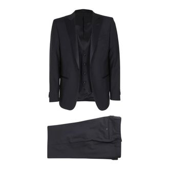 Corneliani Abito con gilet - Heren - Pakken - Blauw - Maat: XL Wol