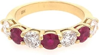Normani Womens Ruby & Diamond Wedding Band Ring In Gold