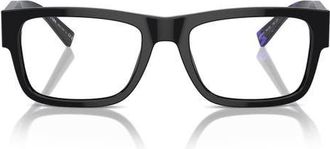 Prada 52mm Rectangular Optical Glasses in Shiny Black at Nordstrom