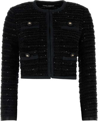 Dolce & Gabbana Womens Black Tweed Blazer viscose - Size EU 38 (Womens)