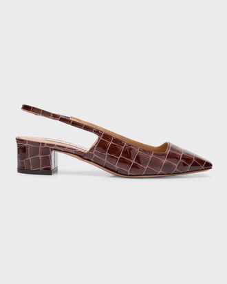 Aquazzura Ginza Croco Slingback Ballerina Pumps
