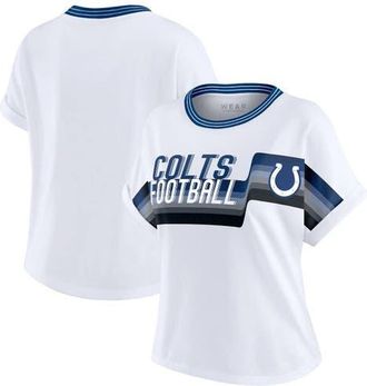 WEAR by Erin Andrews Womens WEAR by Erin Andrews White Indianapolis Colts Cropped Center Stripe Dolman T-Shirt at Nordstrom, Size Xx-Large