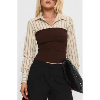 Princess Polly Dawnette Stripe Layered Shirt in Multi at Nordstrom, Size 6