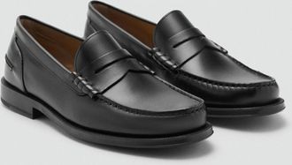 Mango Mocassini mascherina pelle anticata nero - Uomo - 39 - MANGO MAN