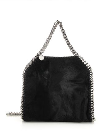 Stella McCartney Mini Falabella Brushed Velvet Tote Bag Crossbody Bags Nero-Donna