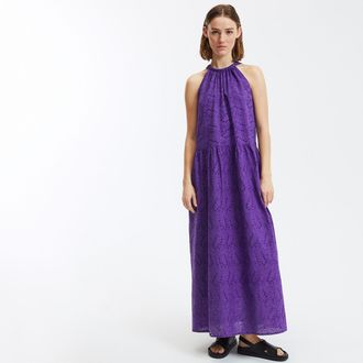 La Redoute Collections Mouwloze lange jurk in broderie anglaise