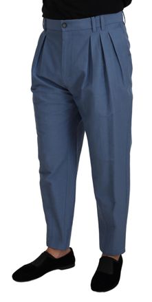 Dolce & Gabbana Mens Blue Linen Chino Formal Pants Cotton