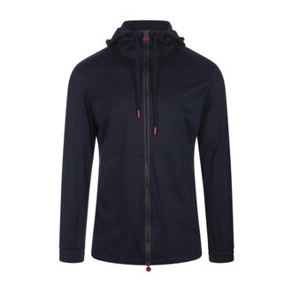 Kiton Zip-throughs, male, Blue, Size: S Umbi Hooded Sweatshirt