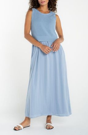 Liverpool L.A. Mixed Media Maxi Dress in Malibu Blue at Nordstrom, Size X-Large