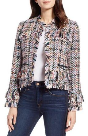 Halogen Raw Edge Tweed Jacket in Pink Multi Tweed at Nordstrom Rack, Size X-Small