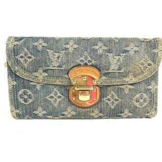 Louis Vuitton Blue Monogram Monogram Denim Canvas Long Wallet (Bi-Fold) (Pre-Owned)