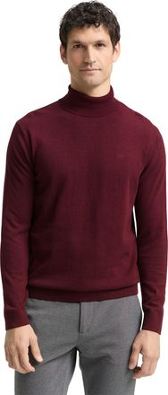 Tom Tailor Rollkragenpullover TOM TAILOR, Herren, Gr. XL, bordeaux melange, Strick, Obermaterial: 100% Baumwolle, unifarben, regular fit h&uuml;ftbedeckend, Rundhals,