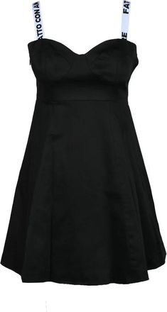Giulia N. Black Flared Cotton-Blend Mini Dress