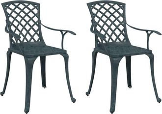 vidaXL Vidaxl - Sillas De Jard&iacute;n 2 Unidades Aluminio Fundido Verde