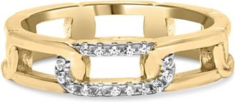 House of Brilliance 10K Yellow Gold Diamond Accent Paperclip Band Ring (I-J Color, I2-I3 Clarity)