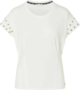 Liu Jo T-shirt met decoratieve oogjes - Dames - T-shirts - Wit - 2XS - Katoen - Tops