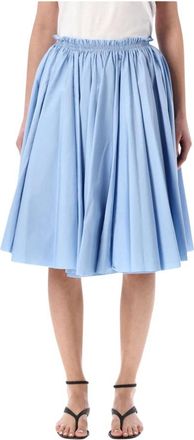 Ami Rok met elastische tailleband - Dames - Midirokken - Blauw - S - Katoen - Rokken