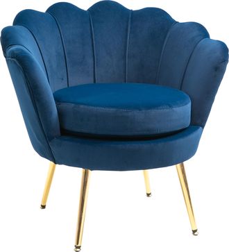 HOMCOM Poltroncina Da Camera In Velluto Blu Poltrona Vintage Di Design - Homcom