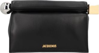 Jacquemus Rectangular Lamb Leather Clutch with Rolled Handle