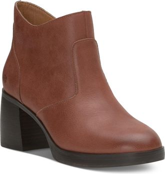 Lucky Brand Quinlee Boot Womens Brown Leather Round Toe Ankle Bootie JOBB1104