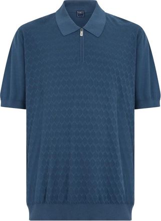 Fedeli Short sleeve polo - Heren - Ronde hals truien - Blauw - 6XL - Katoen - Truien & Vesten