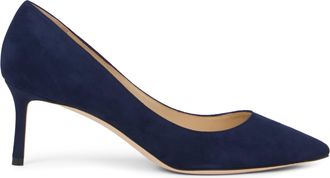 Jimmy Choo London Womens Pumps Romy 60 Navy Suede Calfskin High Heel Shoes