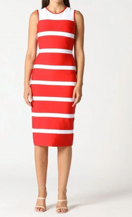 Gracia Colorblock Zip-Back Bodycon Dress In Red And White