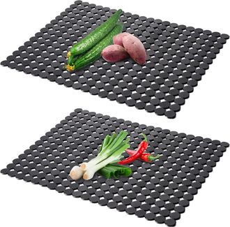 OEM Alfombrilla Para Fregadero De 2 Piezas, Negra, Recortable, Protege El Fregadero De La Suciedad Y Los Ara&ntilde;azos, Para Cubiertos (40 X 30 Cm)