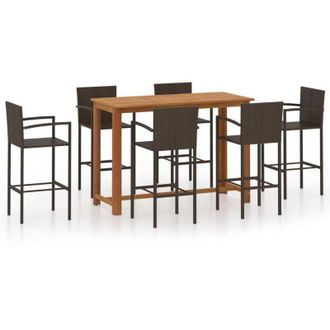 vidaXL Set Bar da Giardino 7 pz Marrone - Vidaxl