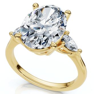 Pompeii3 Certified 4 1/3Ct Oval/Pear Diamond Engagement Ring 14k Gold or Pt Lab Grown