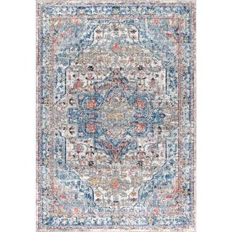 Jonathan Y Designs Manisa Vintage Medallion Area Rug in Ivory/peacock Blue/coral at Nordstrom, Size 3Ft 0In X 5Ft 0In
