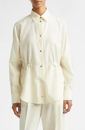 Moncler Mixed Media Snap-Up Shirt in White at Nordstrom, Size 40