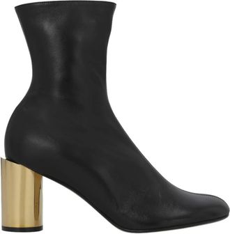 Lanvin Zwarte Geometrische Hak Leren Laarzen - Dames - Laarzen met Hak - Zwart - 36 EU - Leer - Schoenen