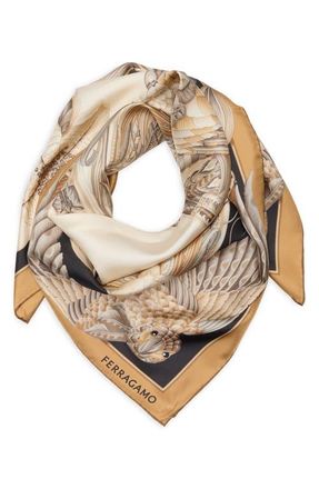 Ferragamo Amazzonia Silk Scarf in Beige /Nero at Nordstrom