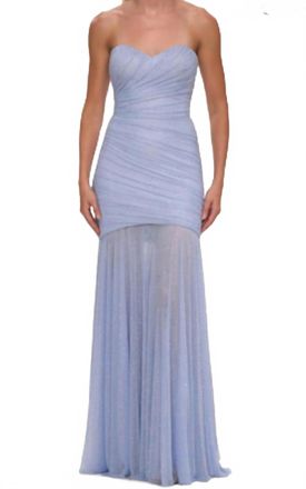 La Femme Strapless Hot Stone Gown In Periwinkle