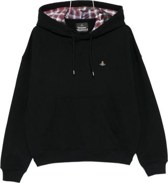 Vivienne Westwood Relaxed Fit Black Hoodie With Plaid Lined Hood