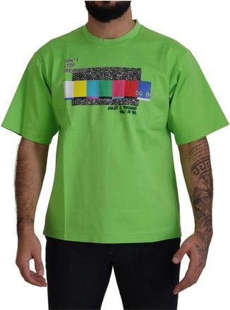 Dolce & Gabbana Groene DG Channel Top T-shirt - Heren - T-shirts - Groen - M - Katoen - Tops