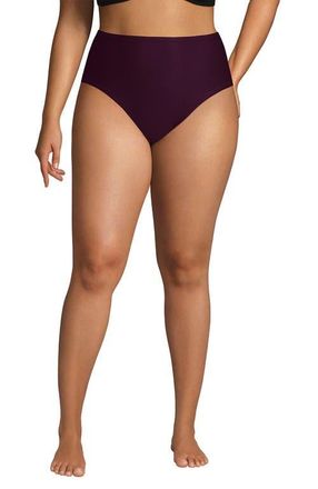 Lands End Cheeky High Waisted Bikini Bottoms in Dark Wine Ottoman at Nordstrom, Size 26W