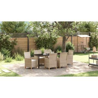 vidaXL Conjunto De Comedor De Jard&iacute;n 7 Pcs Beige Rat&aacute;n Sint&eacute;tico Vidaxl