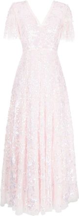Needle & Thread sequin-embellished gown - women - Polyester/Recycled Polyester - 14 - Pink