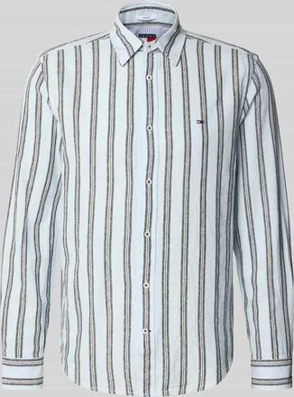 Tommy Jeans Regular Fit Freizeithemd aus Leinen-Baumwoll-Mix in Hellblau, Gr&ouml;&szlig;e XXL