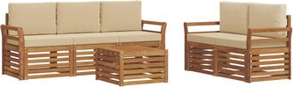 vidaXL Conjunto De Sof&aacute;s De Exterior 6 Uds. Natural Y Beige Vidaxl