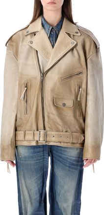 Golden Goose Biker Brushed Leather Oversized Jacket