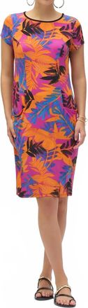 Joseph Ribkoff Tropical Print Cap Sleeve T-Shirt Dress In Multi