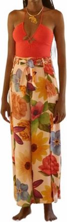 Carolina K Levi Wide Leg Pants In Florals Cream