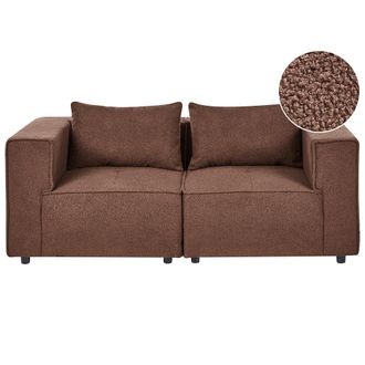 Beliani Sof&aacute; Modular Moderno De Boucl&eacute; De 2 Plazas Con Dos Piezas Esquineras Modulares Marr&oacute;n Axebo