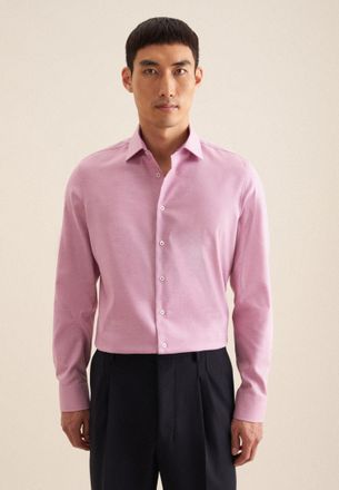 Seidensticker Businesshemd SEIDENSTICKER Slim, Herren, Gr. XL (43), normale &Auml;rmell&auml;ngen, lila (berry), 100% Baumwolle, Strukturmuster, slim fit, 2-Knopf-Manschette,