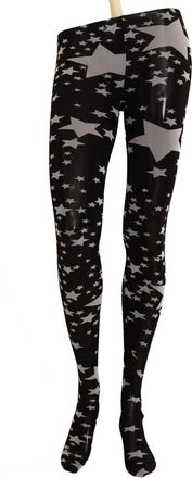 Dolce & Gabbana Black White Stars Print Nylon Womens Stockings